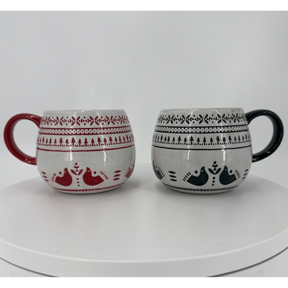 Mug Winter Bird Red Hearth & Hand Magnolia Nordic‎ Christmas Fair Isle Stoneware